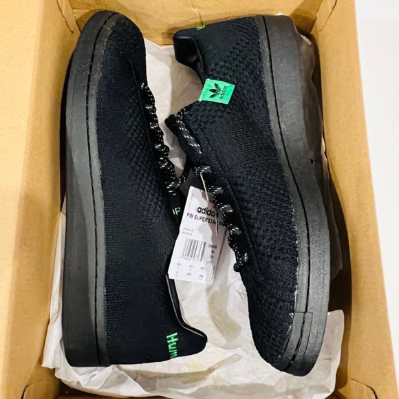 Adidas x Pharrell Williams GX0195  Superstar Primeknit Sneaker Shoe Black - Picture 4 of 6